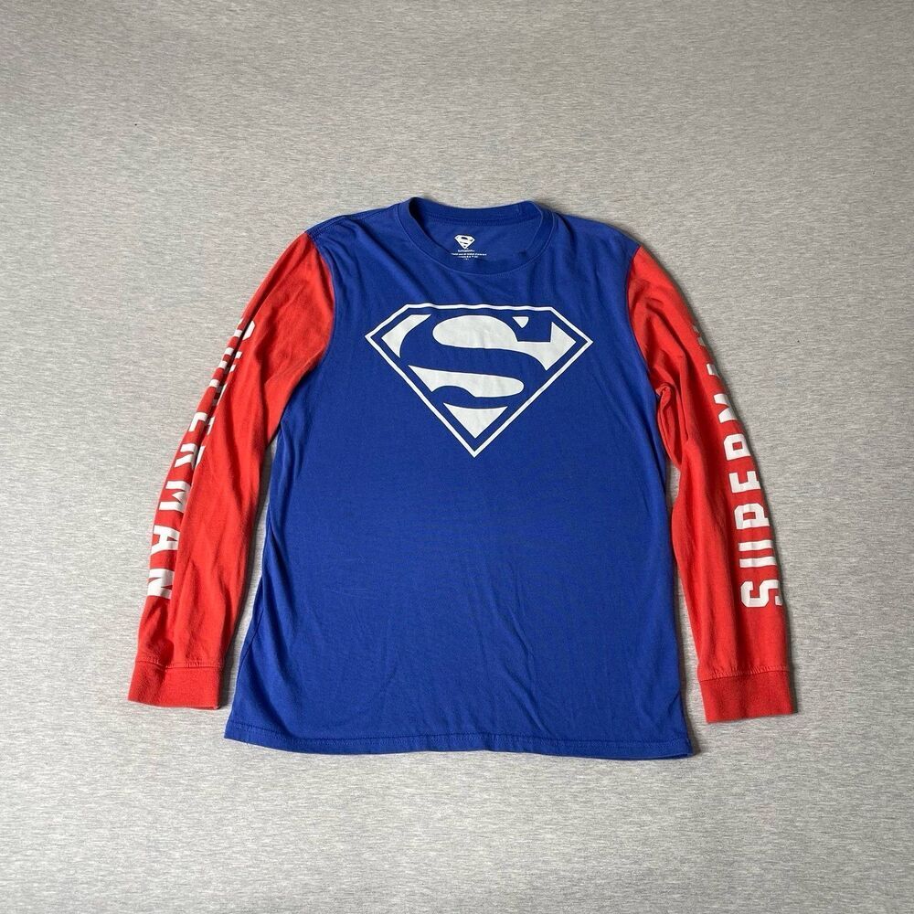 DC Comics Superman Men’s Classic Logo Color-block Long Sleeve Graphic T-Shirt